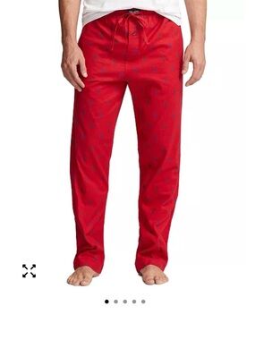 Ralph Lauren Red Lounge Pants with Blue Polo Motif